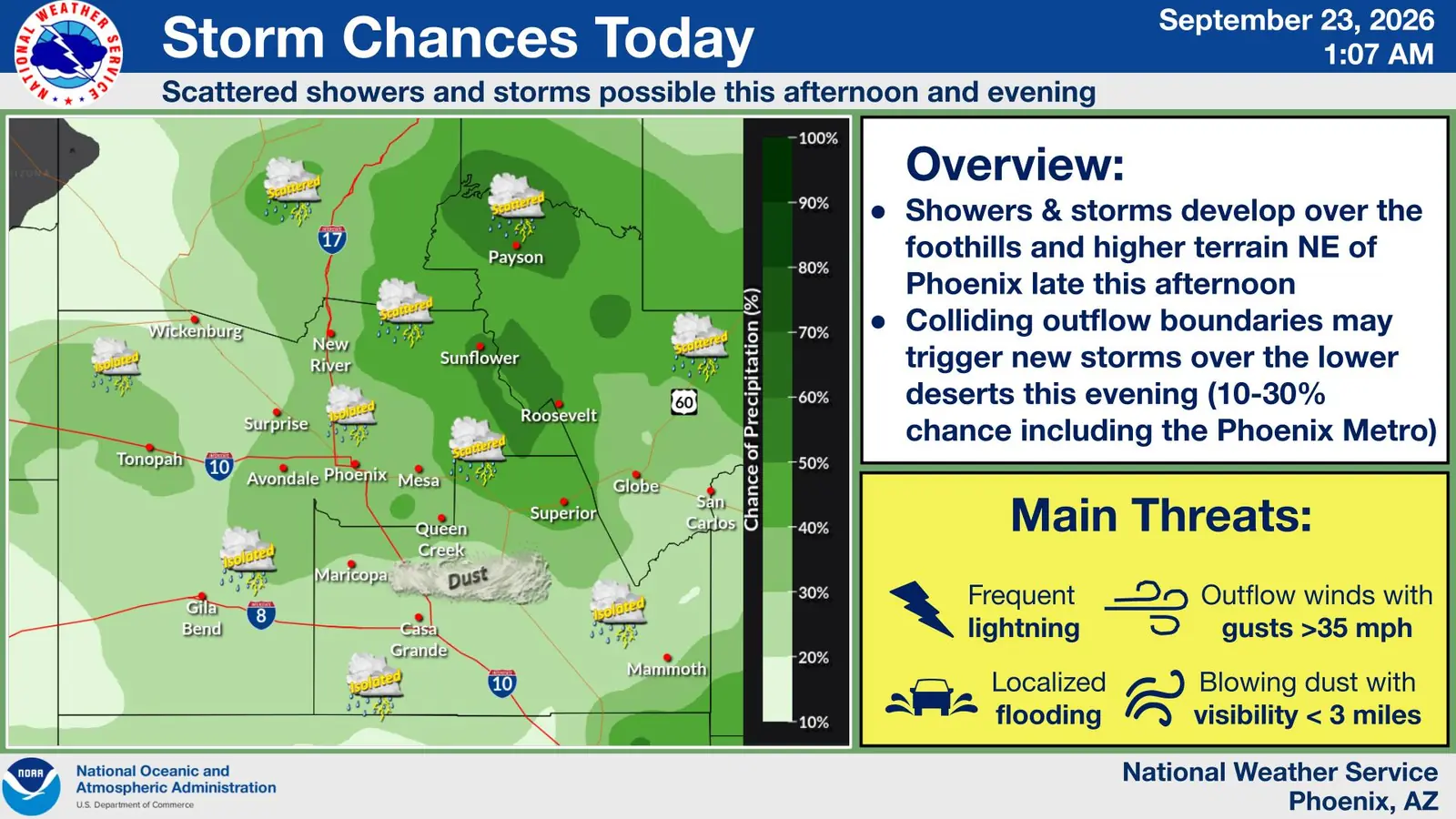 Storms may bring dust, lightning to West Valley Wednesday